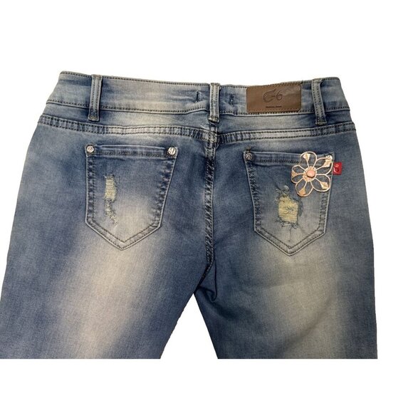 Fairy flowerJeans, BOHO, jewels, lace cream roses, rose gold gems, 28 X 33 c-6 - Picture 11 of 16